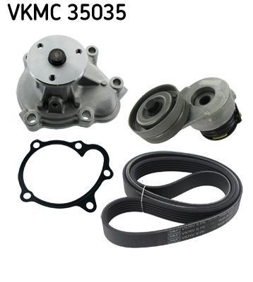 Pompe à eau+Jeu de courroie trapézoïdale à nervures (Pompe à eau et courroie accessoires) SKF ref. VKMC 35035